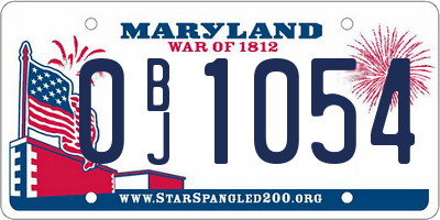 MD license plate 0BJ1054