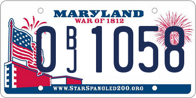 MD license plate 0BJ1058