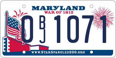 MD license plate 0BJ1071