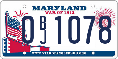 MD license plate 0BJ1078