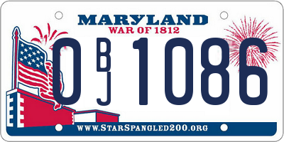 MD license plate 0BJ1086