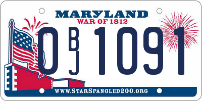 MD license plate 0BJ1091