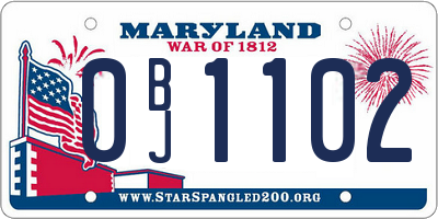 MD license plate 0BJ1102