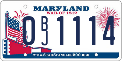 MD license plate 0BJ1114