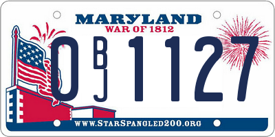 MD license plate 0BJ1127