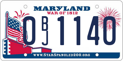 MD license plate 0BJ1140