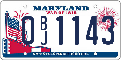 MD license plate 0BJ1143