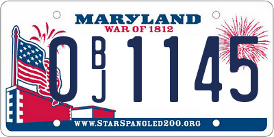 MD license plate 0BJ1145