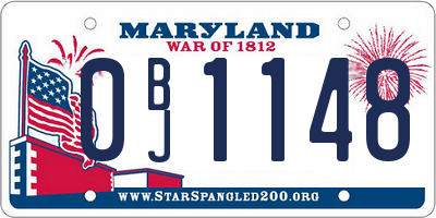 MD license plate 0BJ1148