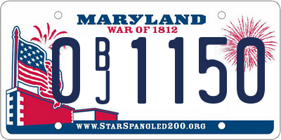 MD license plate 0BJ1150
