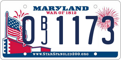 MD license plate 0BJ1173