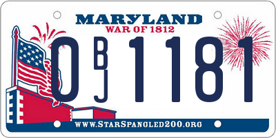 MD license plate 0BJ1181