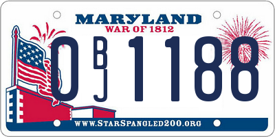 MD license plate 0BJ1188