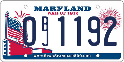 MD license plate 0BJ1192
