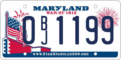 MD license plate 0BJ1199