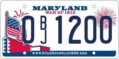 MD license plate 0BJ1200