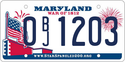 MD license plate 0BJ1203