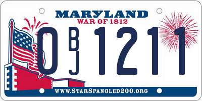 MD license plate 0BJ1211