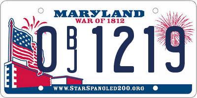MD license plate 0BJ1219