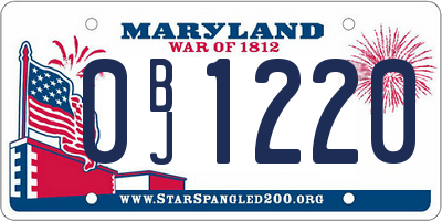 MD license plate 0BJ1220