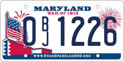 MD license plate 0BJ1226