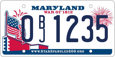 MD license plate 0BJ1235