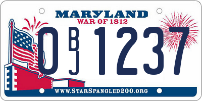 MD license plate 0BJ1237