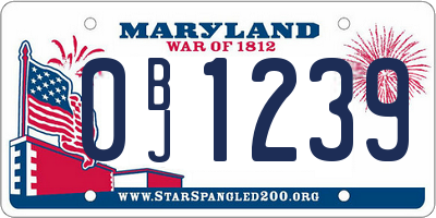 MD license plate 0BJ1239
