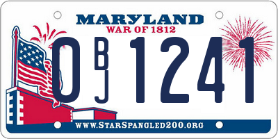 MD license plate 0BJ1241