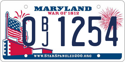 MD license plate 0BJ1254