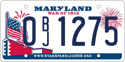 MD license plate 0BJ1275