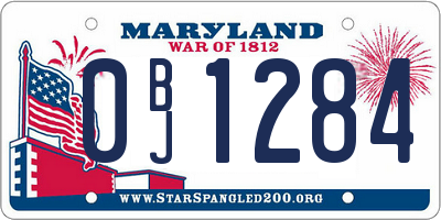 MD license plate 0BJ1284