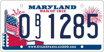 MD license plate 0BJ1285
