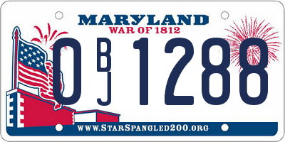 MD license plate 0BJ1288