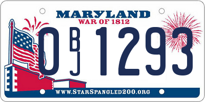 MD license plate 0BJ1293