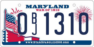 MD license plate 0BJ1310