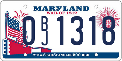 MD license plate 0BJ1318