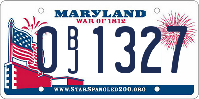 MD license plate 0BJ1327