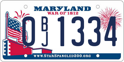 MD license plate 0BJ1334