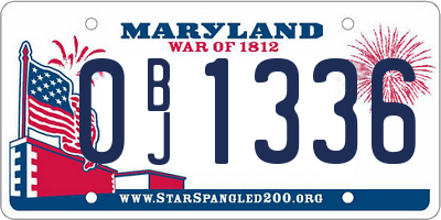 MD license plate 0BJ1336