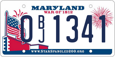 MD license plate 0BJ1341