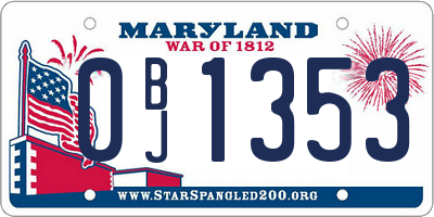 MD license plate 0BJ1353