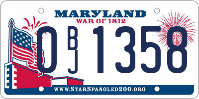 MD license plate 0BJ1358