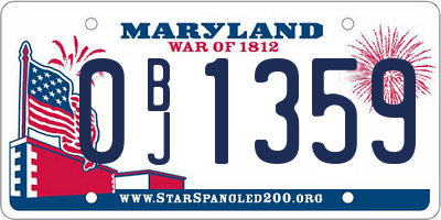 MD license plate 0BJ1359