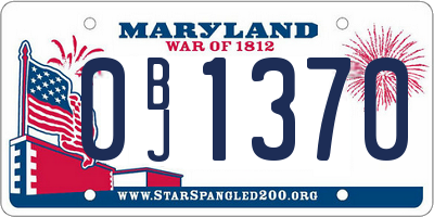 MD license plate 0BJ1370