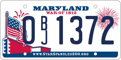 MD license plate 0BJ1372