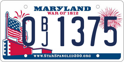 MD license plate 0BJ1375