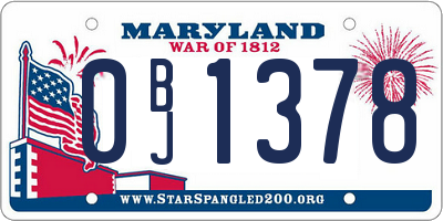 MD license plate 0BJ1378
