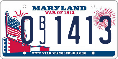 MD license plate 0BJ1413