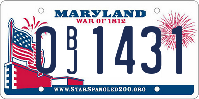 MD license plate 0BJ1431
